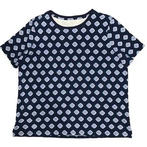 Kim Rogers Women's Navy/Pink Print Tee Size XL